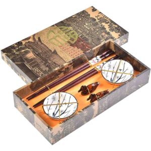 Juego de palillos con soporte y cuencos para salsa de soja